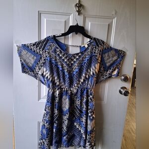 Miami Blue and Black Geometric Dress